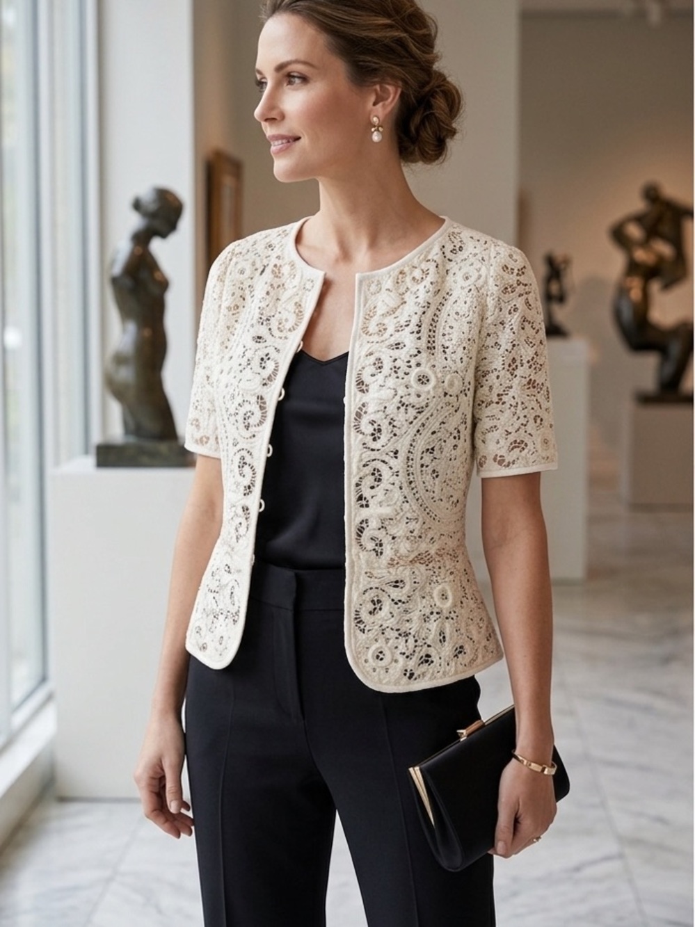 Escada ivory lace embroidery jacket